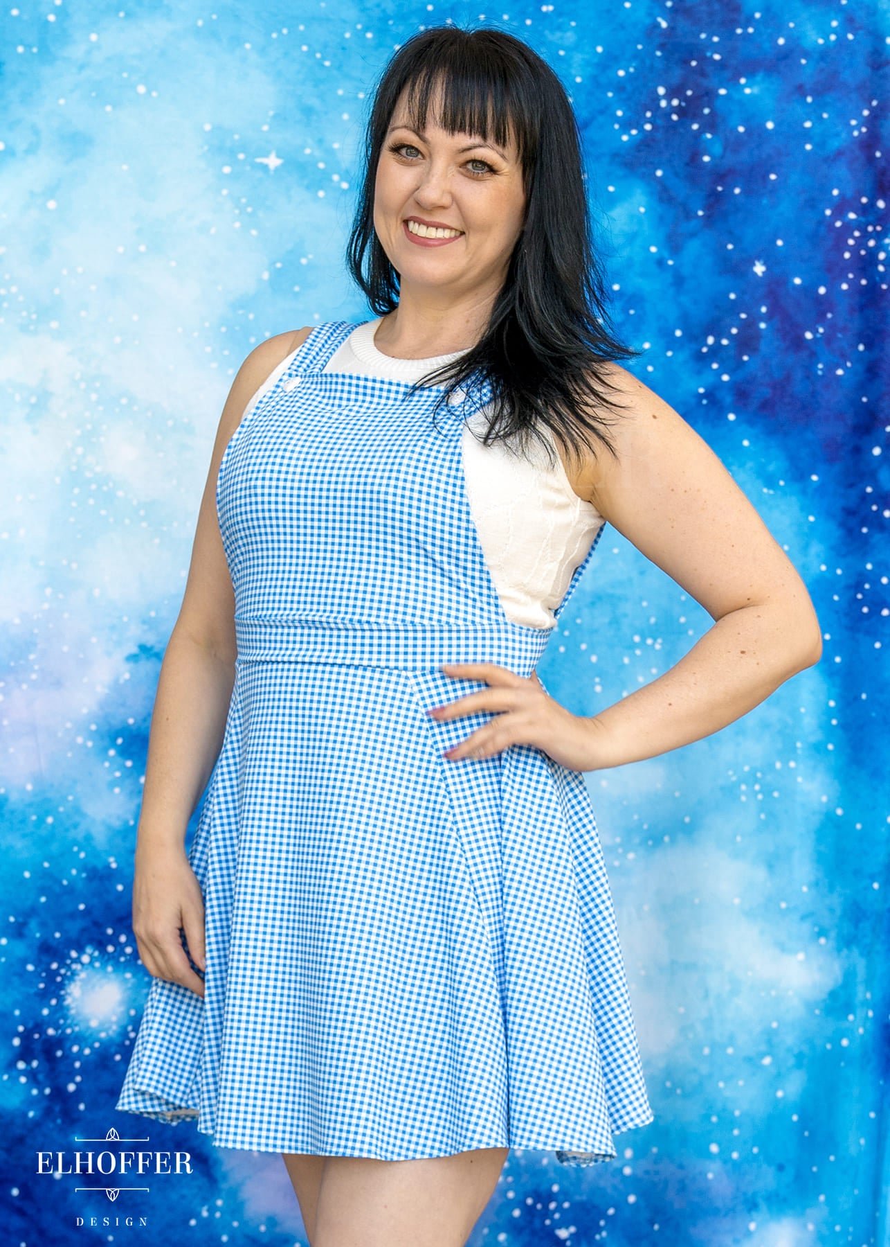 Essential Dorothy Pinafore - Blue & White Gingham  Elhoffer Design