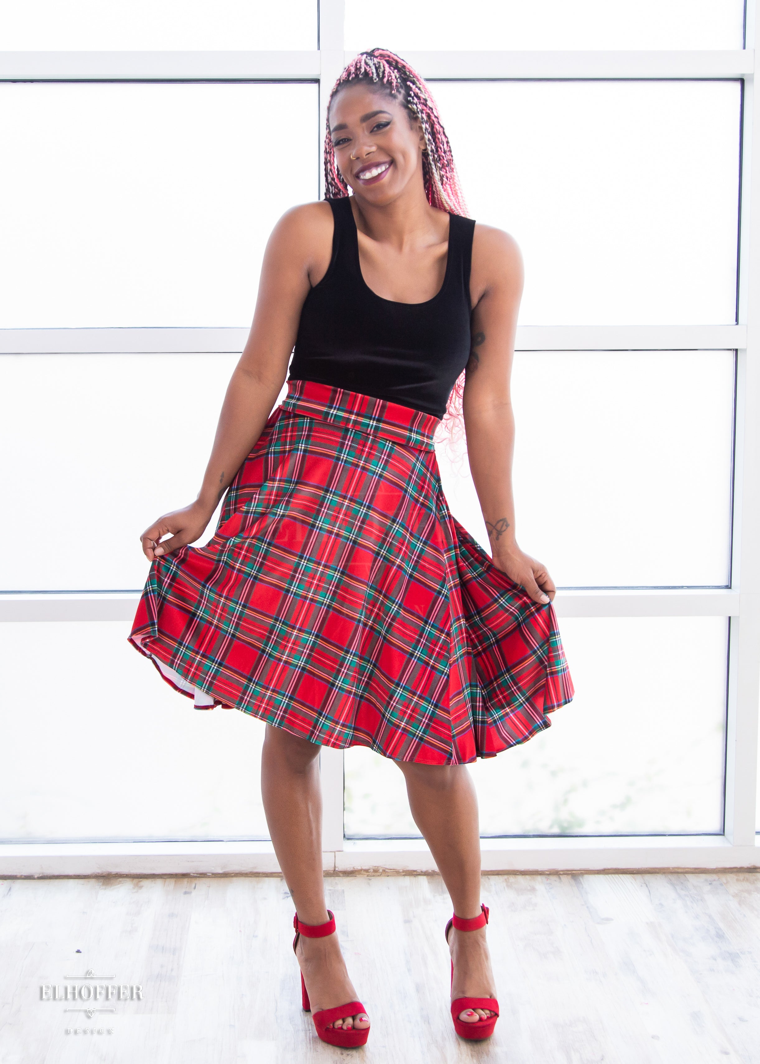 Christmas plaid 2025 midi skirt