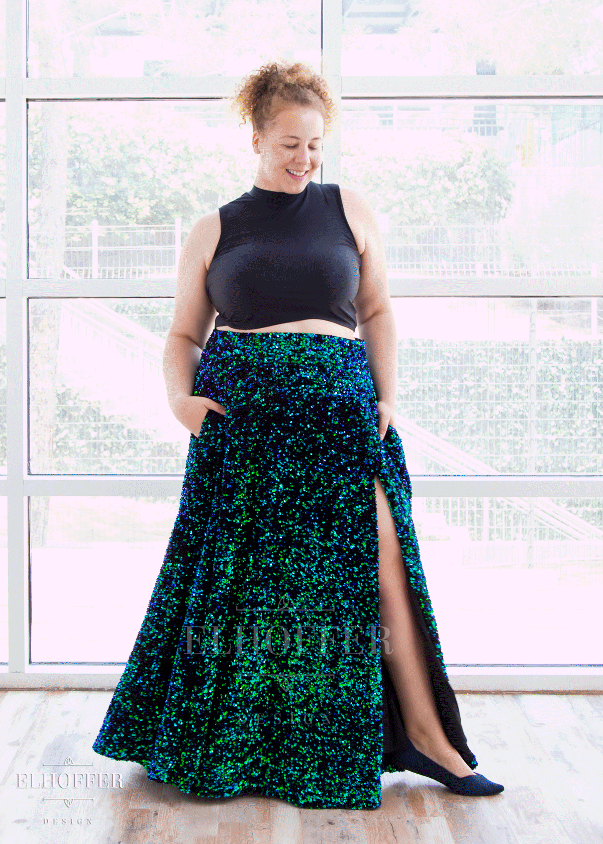 Keena Sequin Plus Size Sequin Skirt Green Plus Size Sequin Skirt