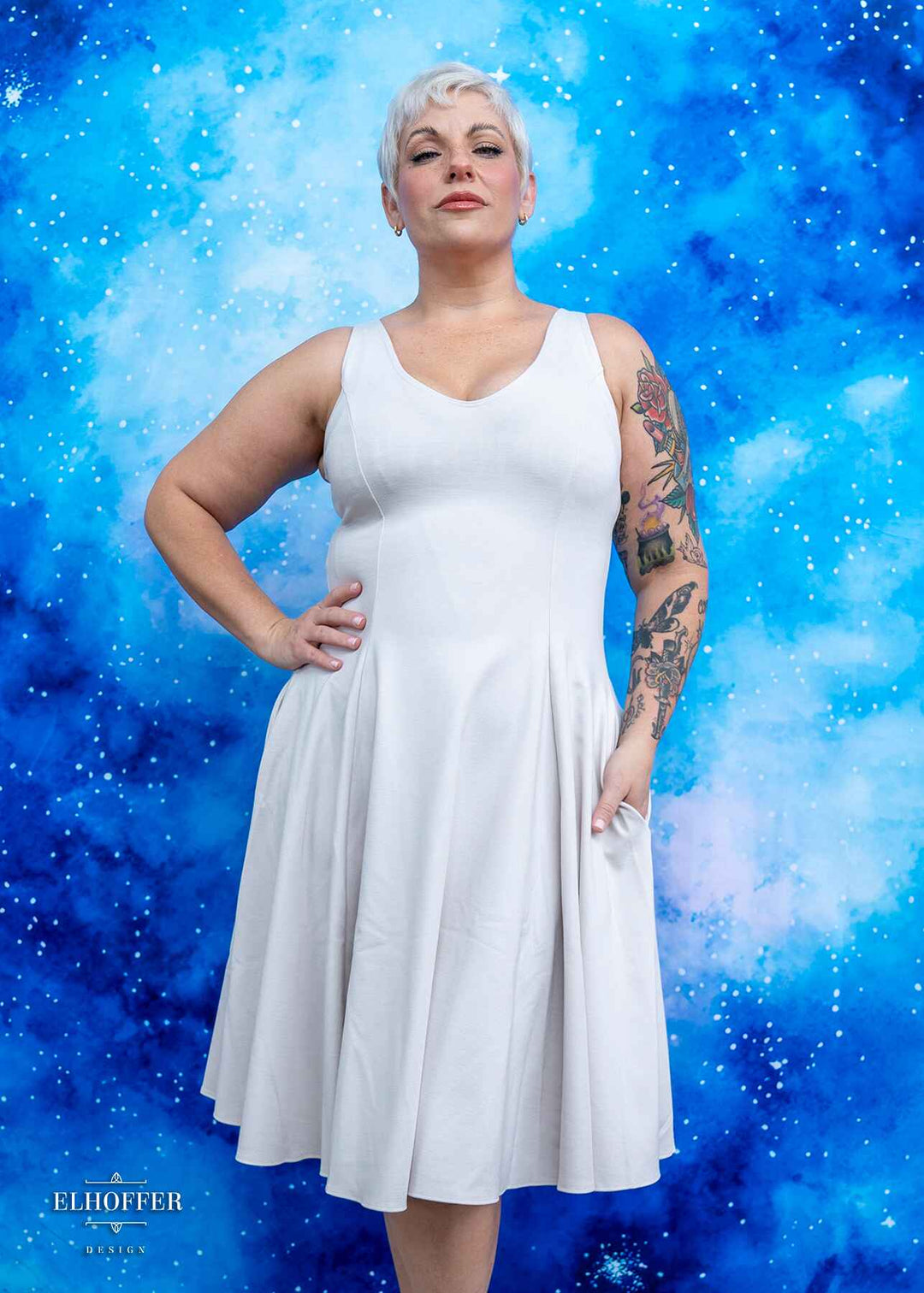 Essential Virgo Dress - Arctic White Ponte