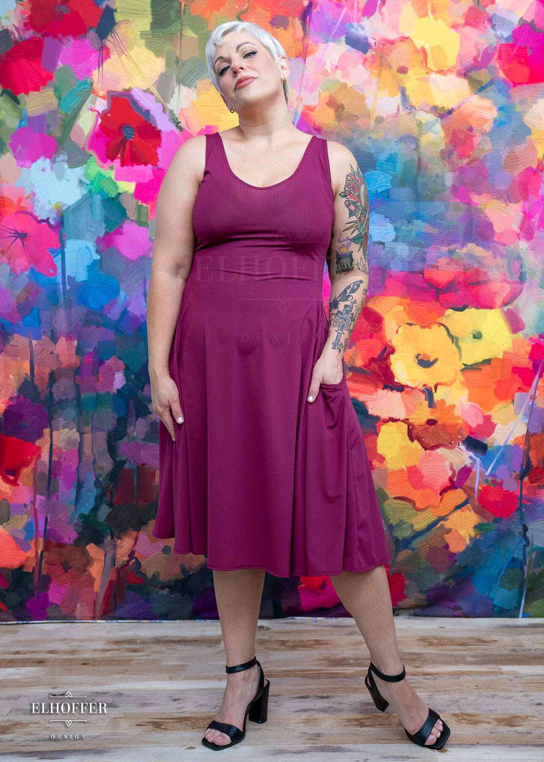 Essential Aquarius Knee Length Dress - Chaos Raspberry