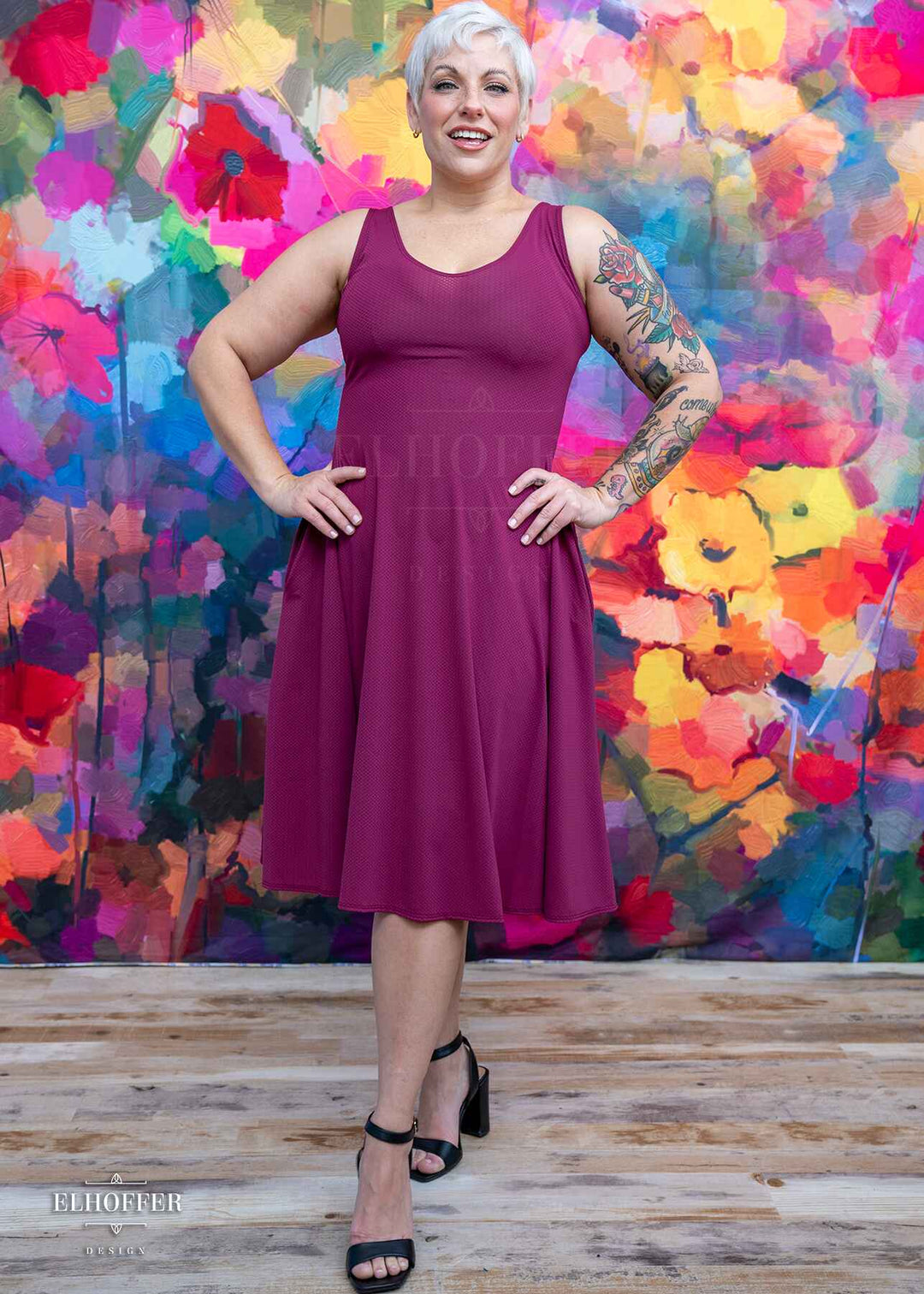 Essential Aquarius Knee Length Dress - Chaos Raspberry