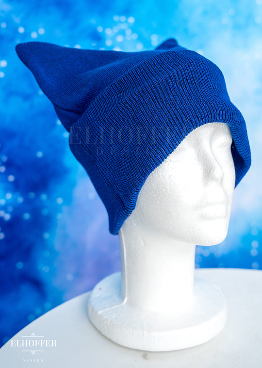 Handmade Cobalt Blue Ribbed Cat Ear Beanie