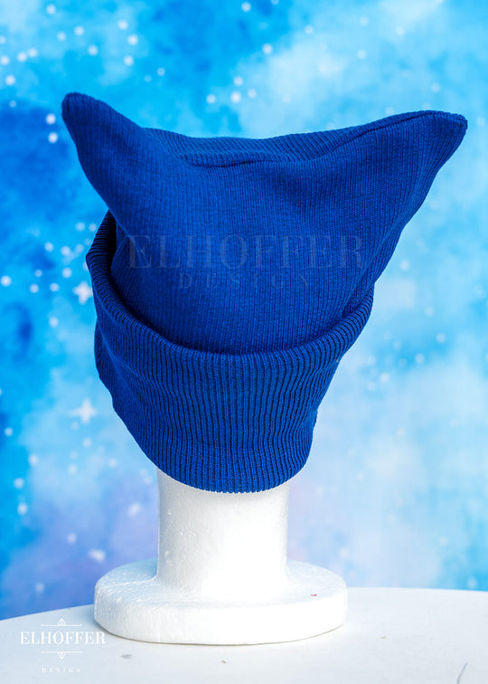Handmade Cobalt Blue Ribbed Cat Ear Beanie