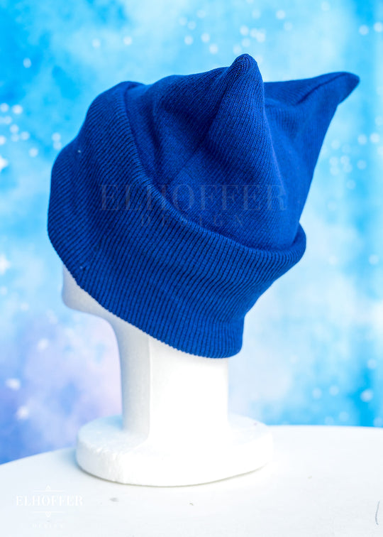 Handmade Cobalt Blue Ribbed Cat Ear Beanie