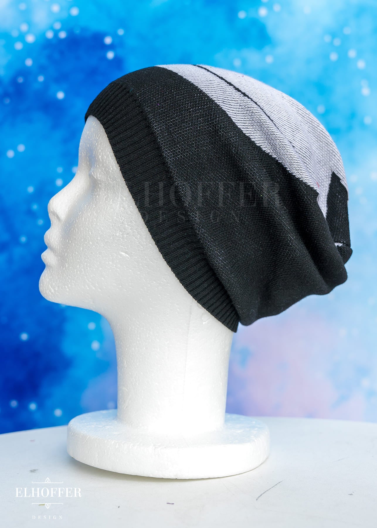 Handmade Marvelous Spark Black & White Knit Slouchie Beanie – Elhoffer ...