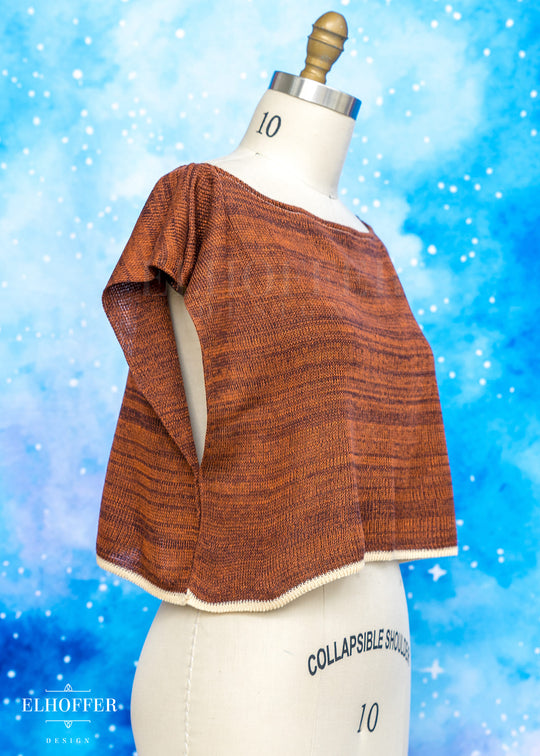 Handmade Galactic Outpost Boatneck Crop - Rust Rebellion
