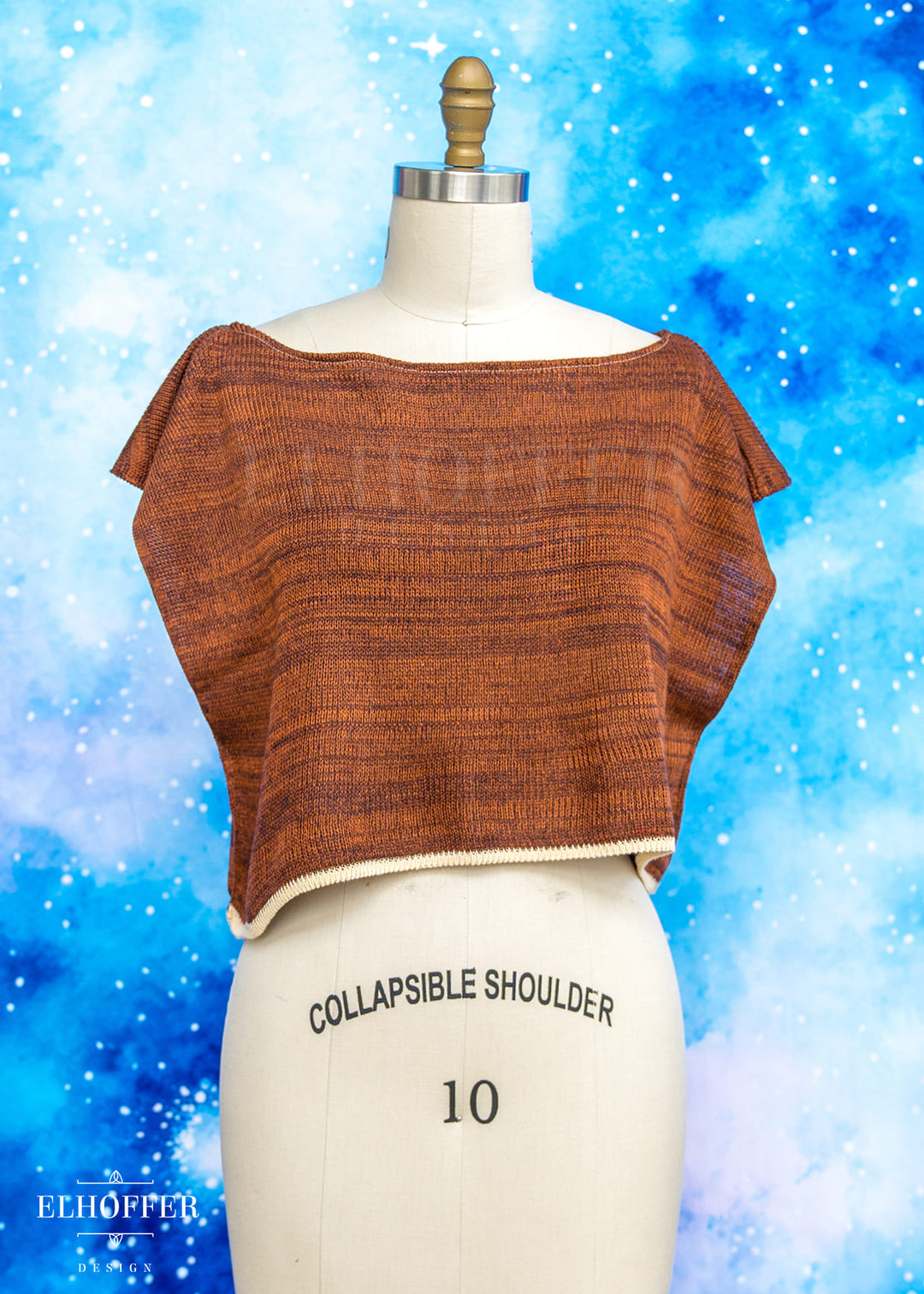 Handmade Galactic Outpost Boatneck Crop - Rust Rebellion