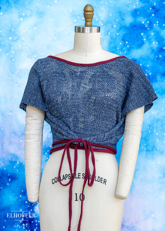 Handmade Galactic Hunter Clone Blue Wrap Crop - Best on Plus Sizes