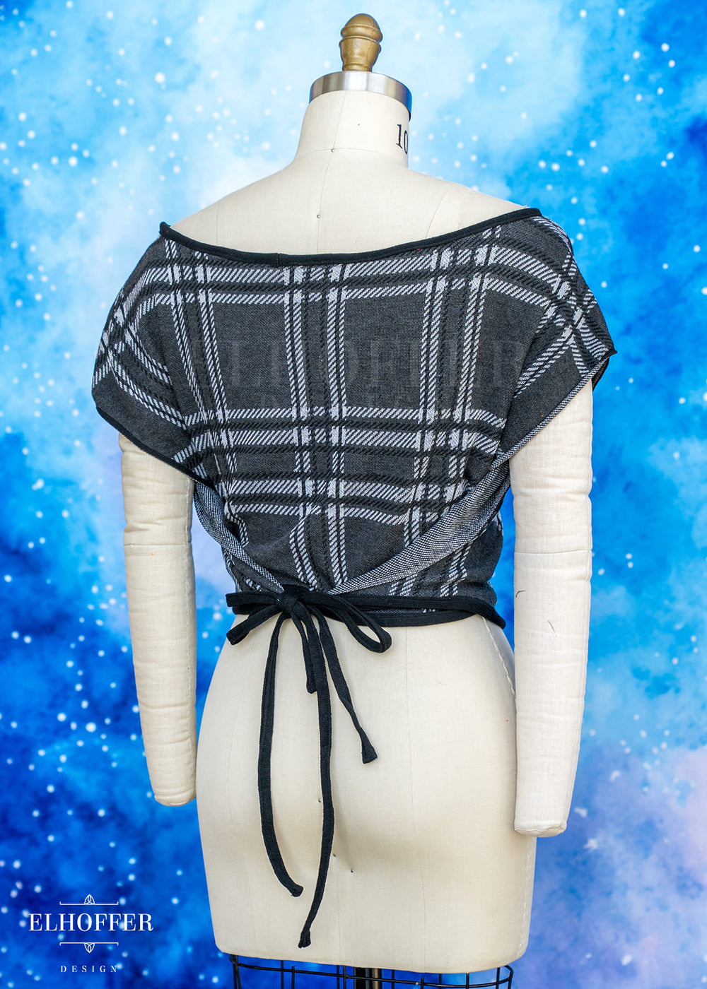 Handmade Grey Tartan Wrap Crop - Best on Plus Sizes
