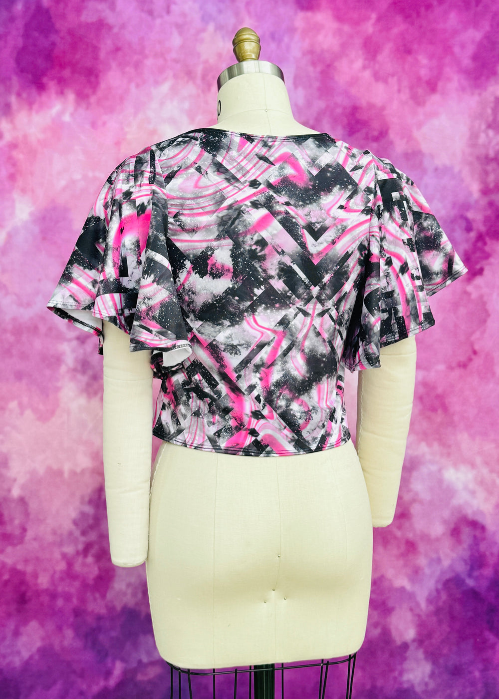 Handmade Drusilla Crop Top - Pink Geometric Galaxy