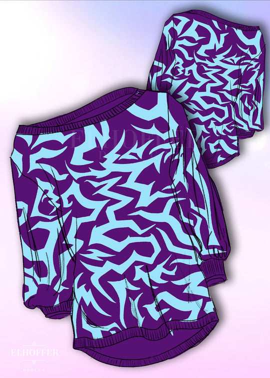 PREORDER - Demon Scars Oversize Sweater - Strategy Purple