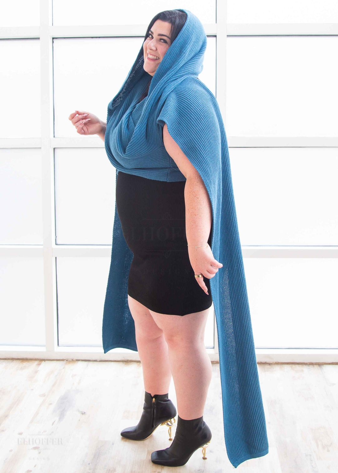 Sacred Princess Knit Wrap Cape - Cursed Lake Blue