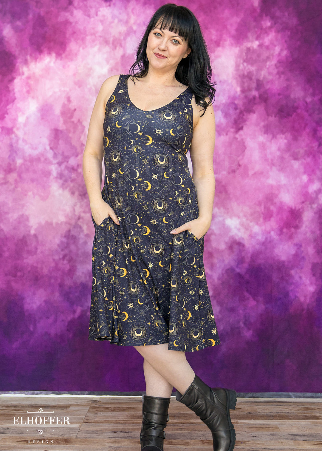 Essential Aquarius Knee Length Dress - Celestial Magic