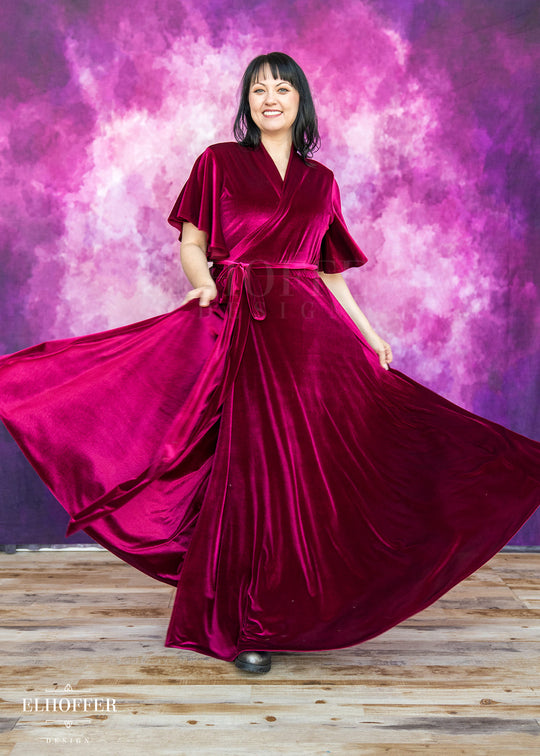 PREORDER - Essential Isabella Maxi Wrap Dress - Rhodonite Velvet