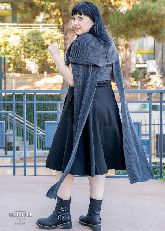 Sacred Princess Knit Wrap Cape - Storm Horn Grey