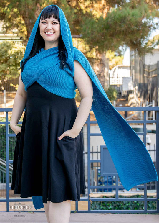 Sacred Princess Knit Wrap Cape - Cursed Lake Blue