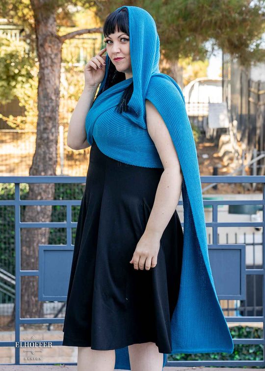 Sacred Princess Knit Wrap Cape - Cursed Lake Blue