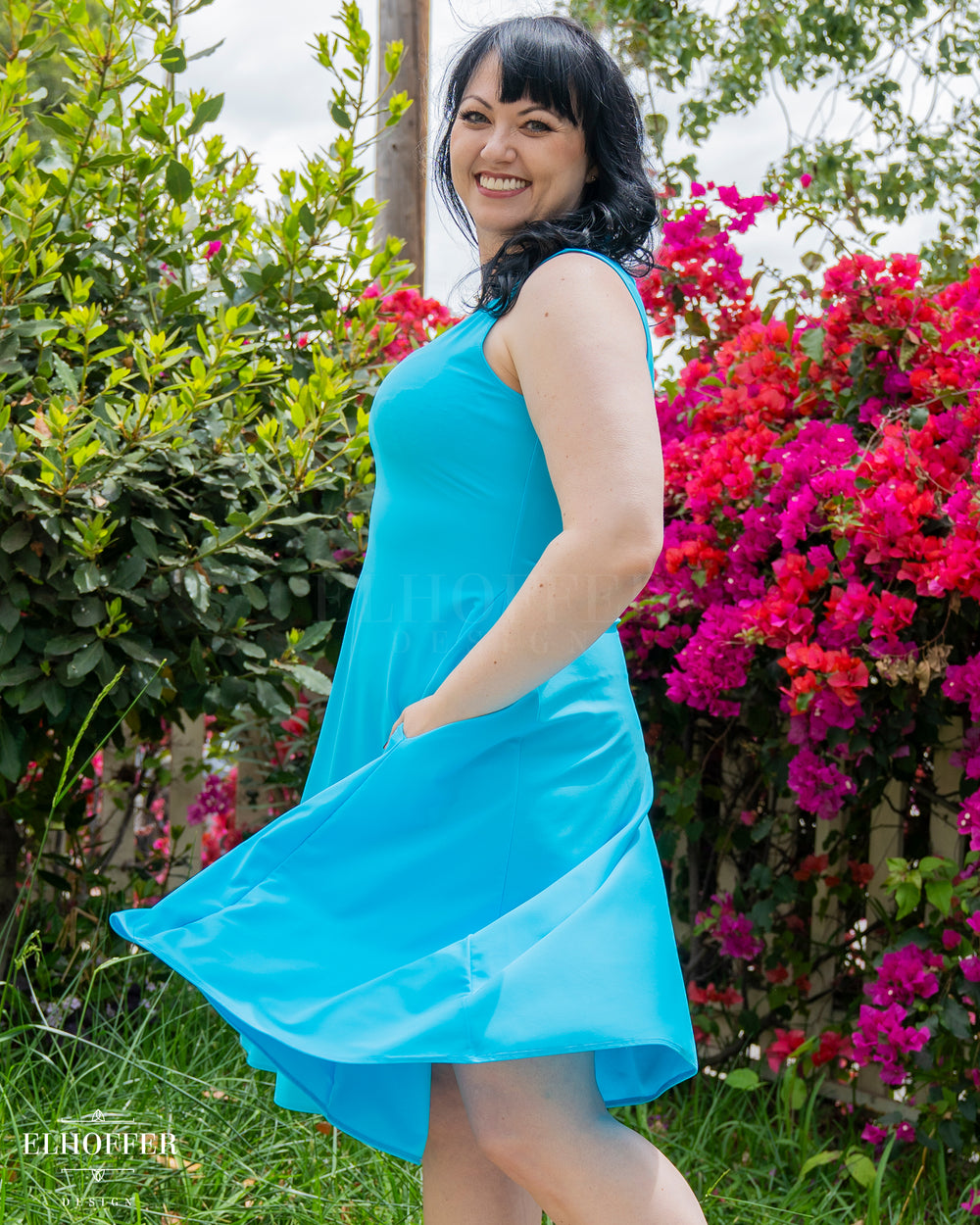 Essential Aquarius Knee Length Dress - Blue Lagoon