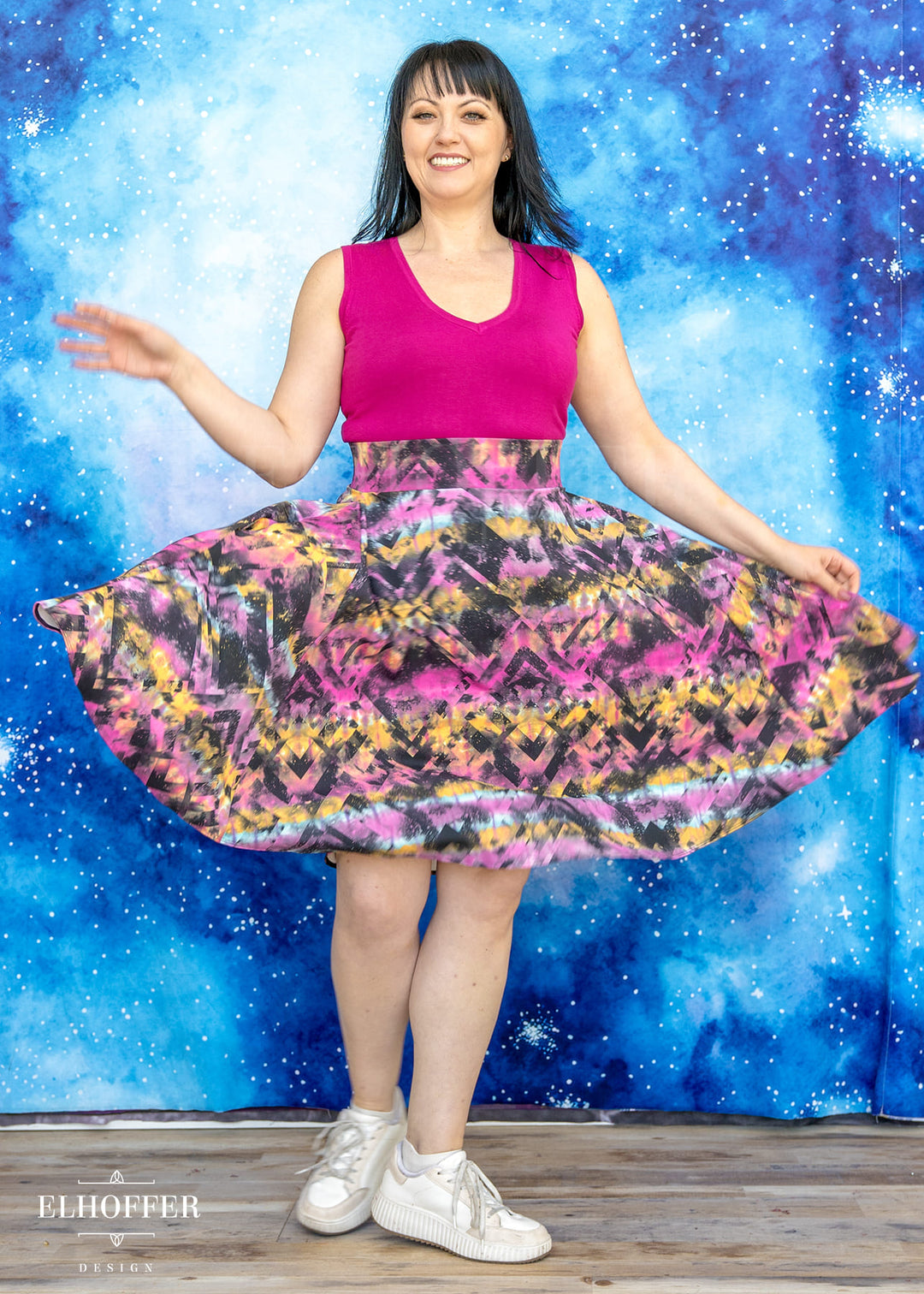 Essential Julie Skirt - Rainbow Digital Galaxy