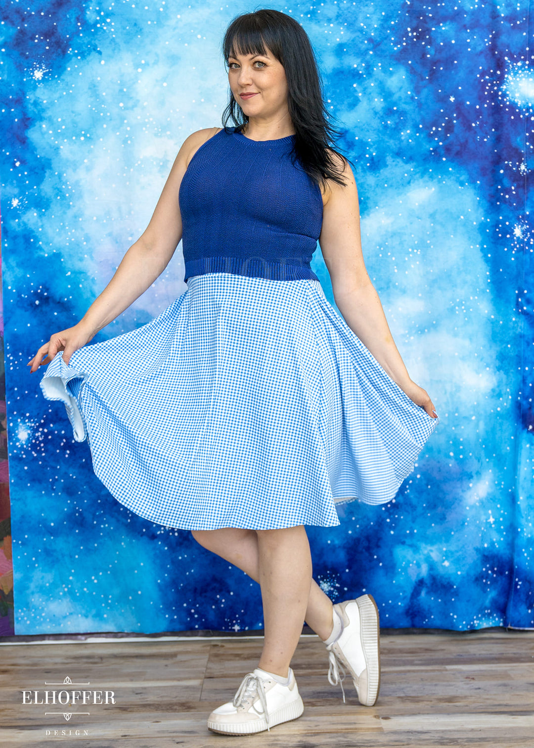 Essential Julie Skirt - Blue & White Gingham