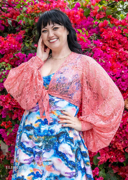 Essential Lilia Wrap Top - Pink Floral Lace