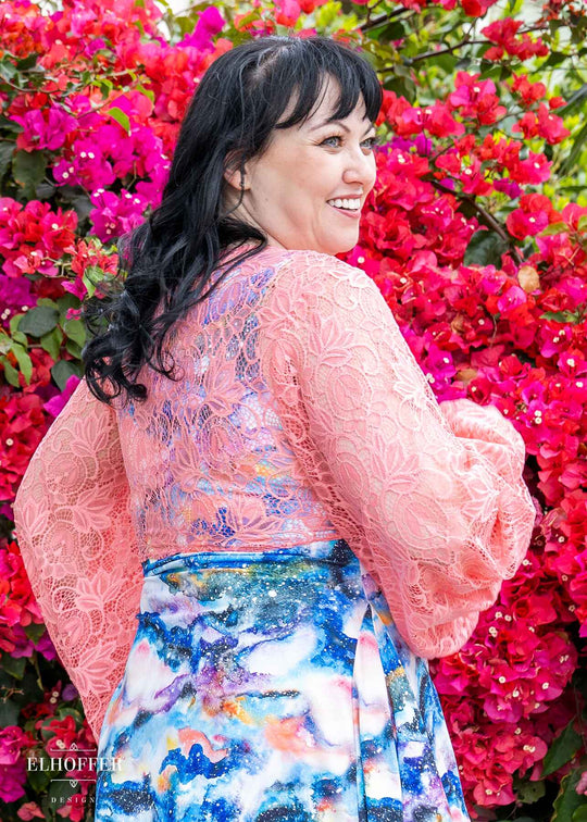 Essential Lilia Wrap Top - Pink Floral Lace