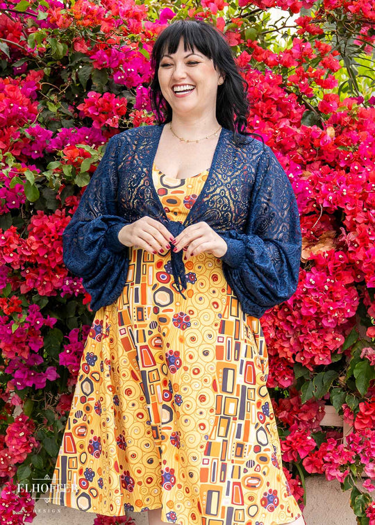 Essential Lilia Wrap Top - Navy Diamond Lace