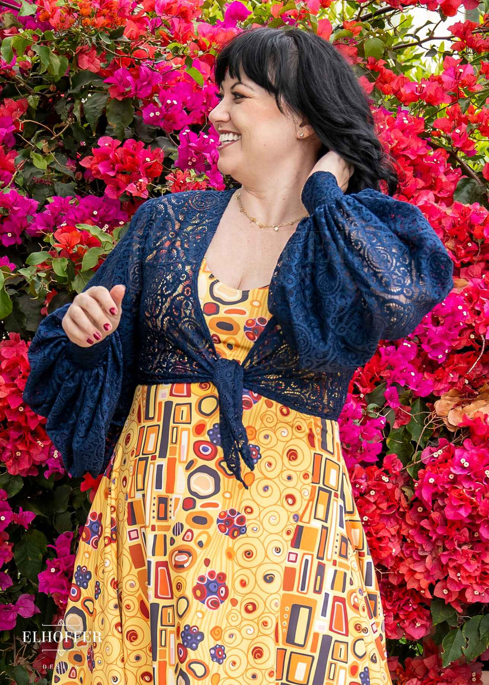 Essential Lilia Wrap Top - Navy Diamond Lace