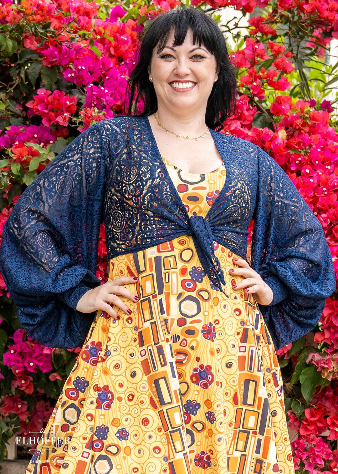 Essential Lilia Wrap Top - Navy Diamond Lace