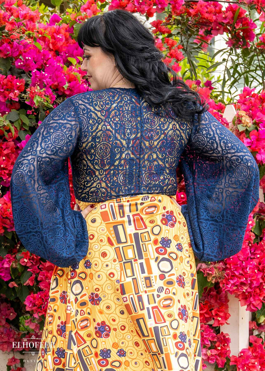 Essential Lilia Wrap Top - Navy Diamond Lace