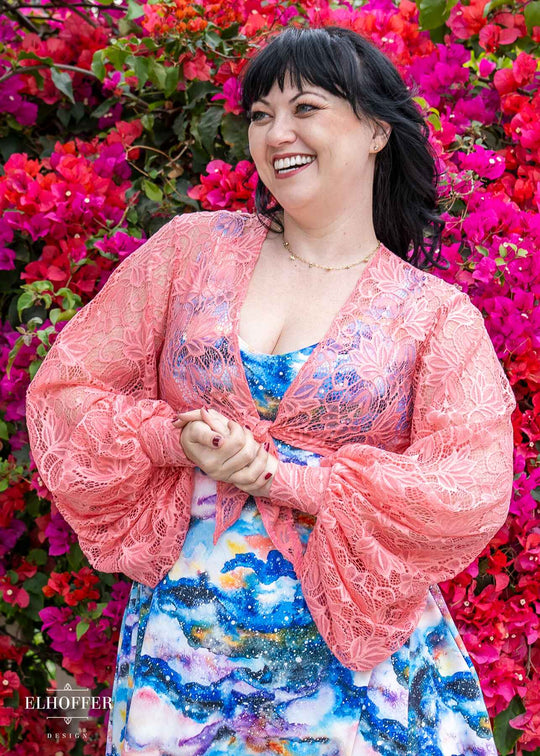 Essential Lilia Wrap Top - Pink Floral Lace