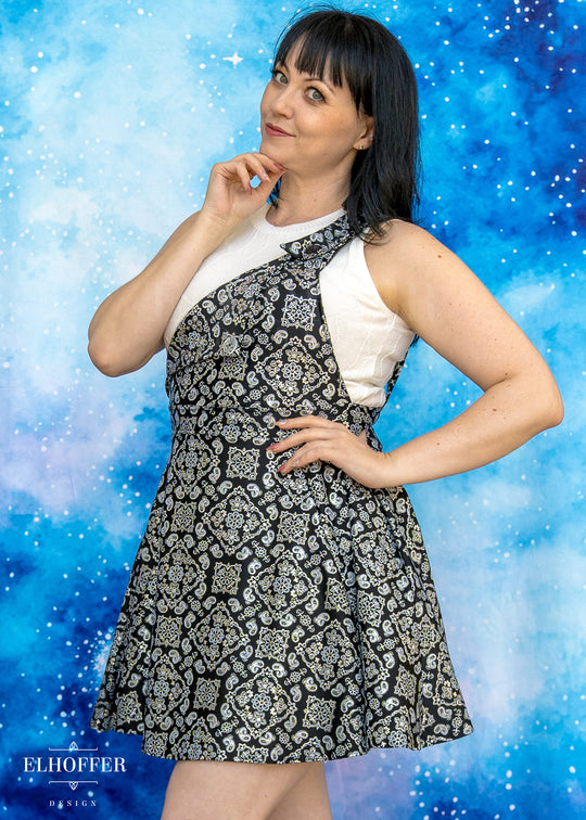Essential Dorothy Pinafore - Black & Silver Bandana