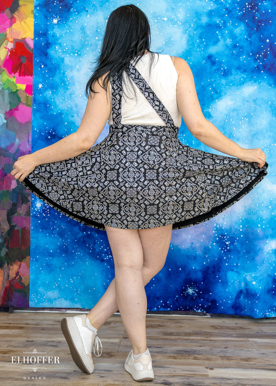 Essential Dorothy Pinafore - Black & Silver Bandana