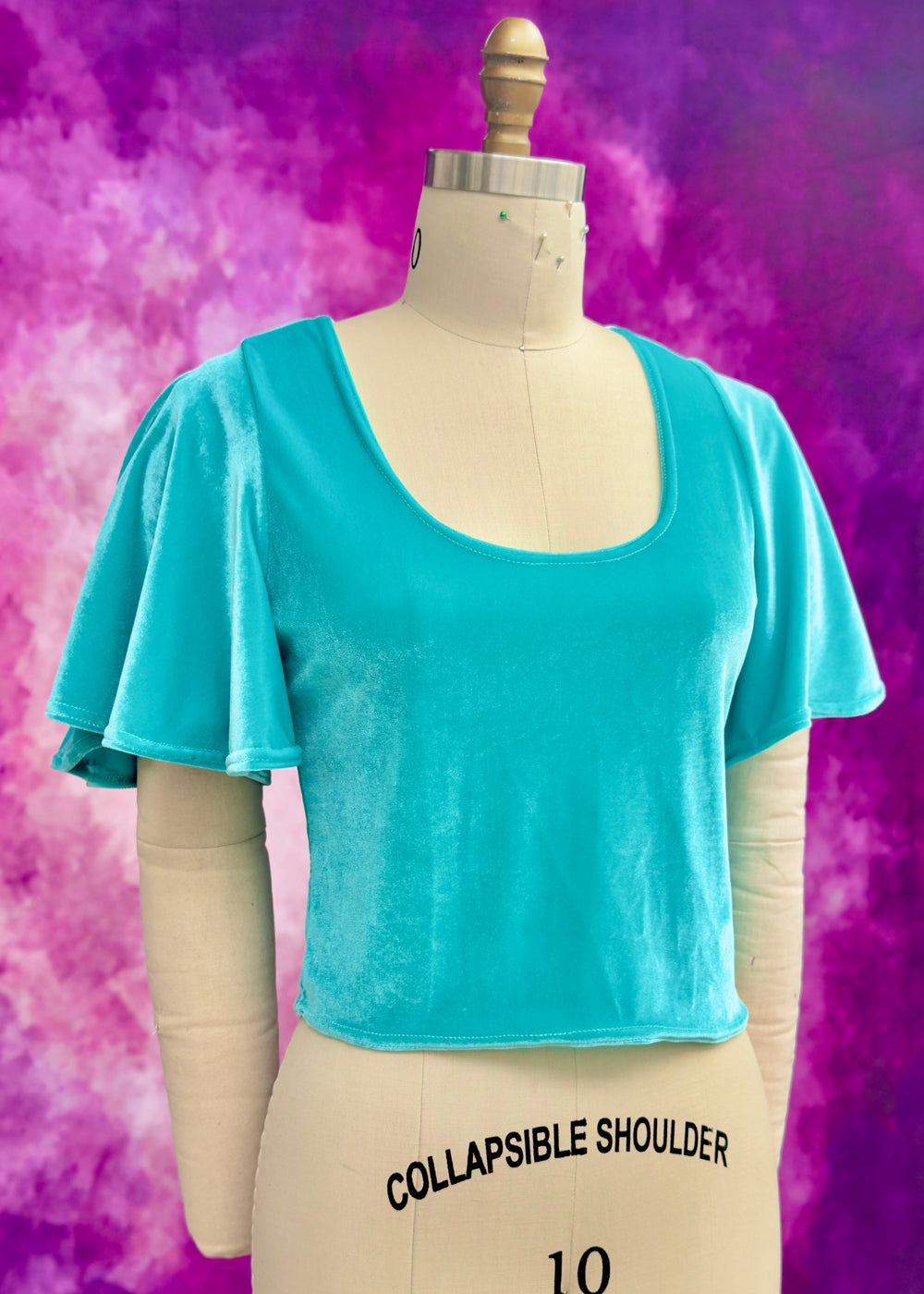 Handmade Drusilla Crop Top - Jade Velvet