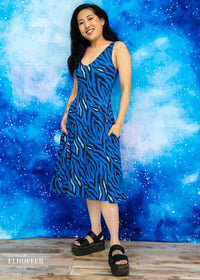 Essential Aquarius Knee Length Dress - Blue Tiger