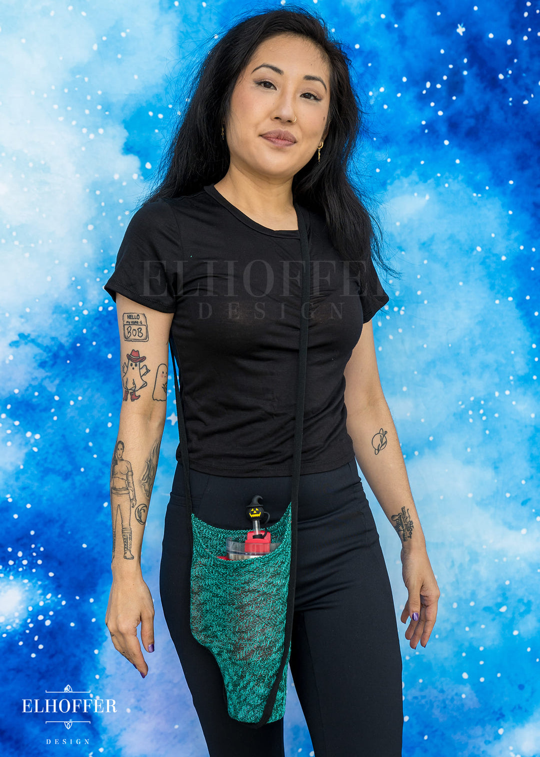 Knit Cross-Body Pouchette - Green Dragon