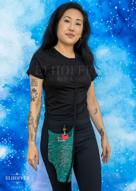 Knit Cross-Body Pouchette - Green Dragon