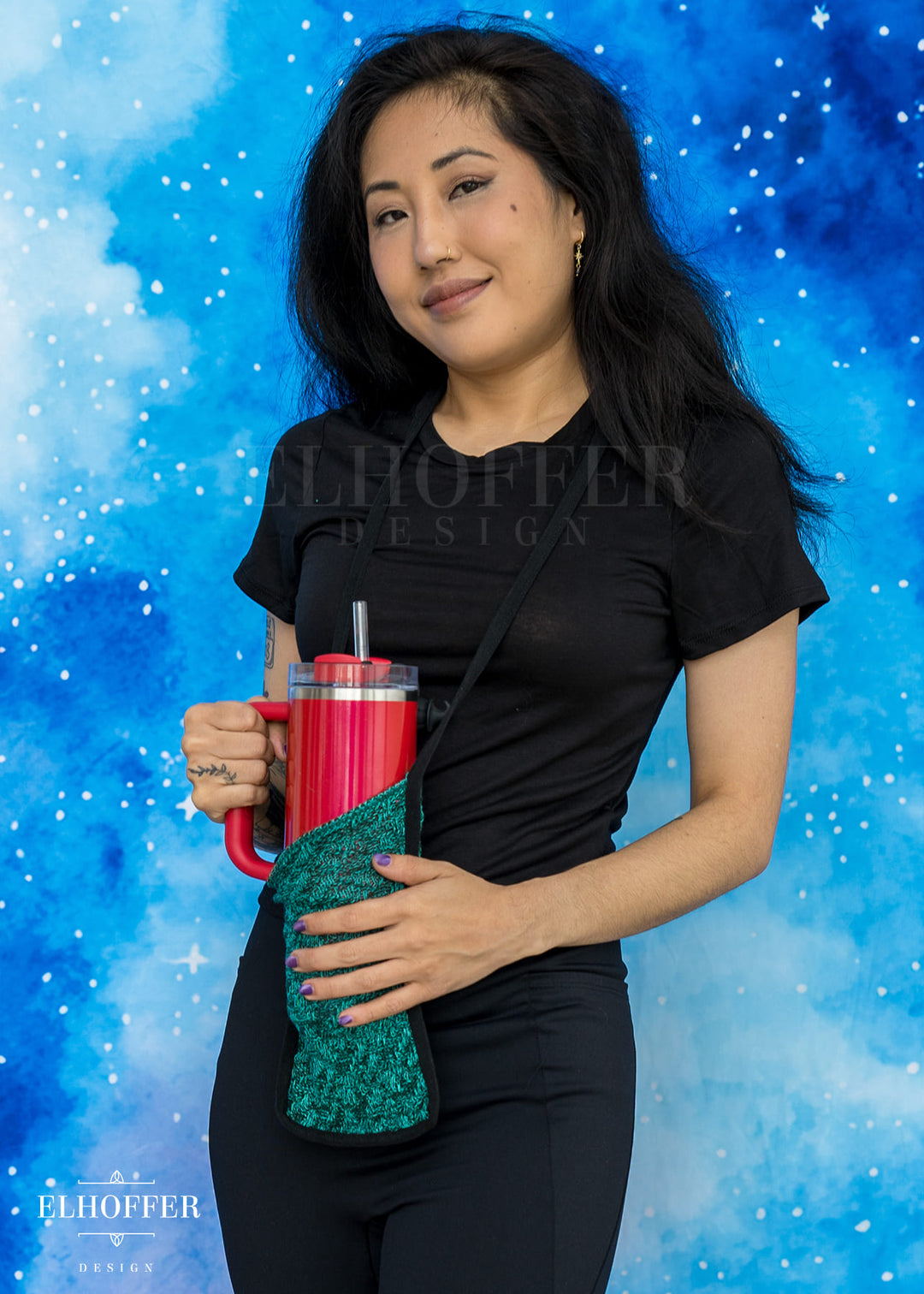 Knit Cross-Body Pouchette - Green Dragon