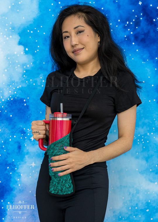 Knit Cross-Body Pouchette - Green Dragon