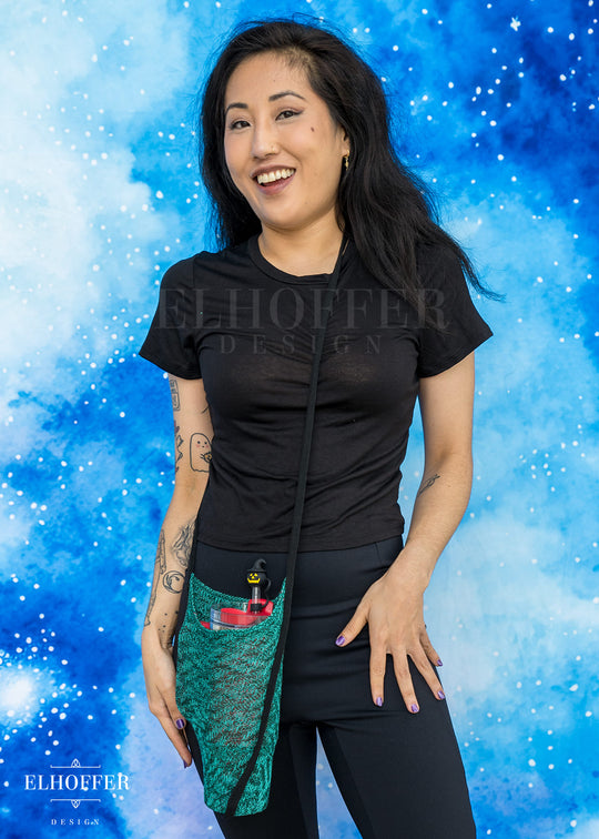 Knit Cross-Body Pouchette - Green Dragon