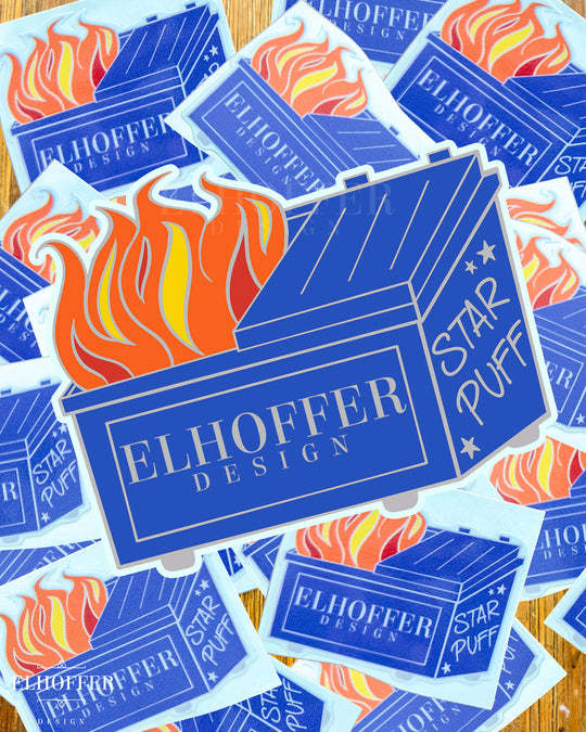 Dumpster Fire Starpuff Sticker