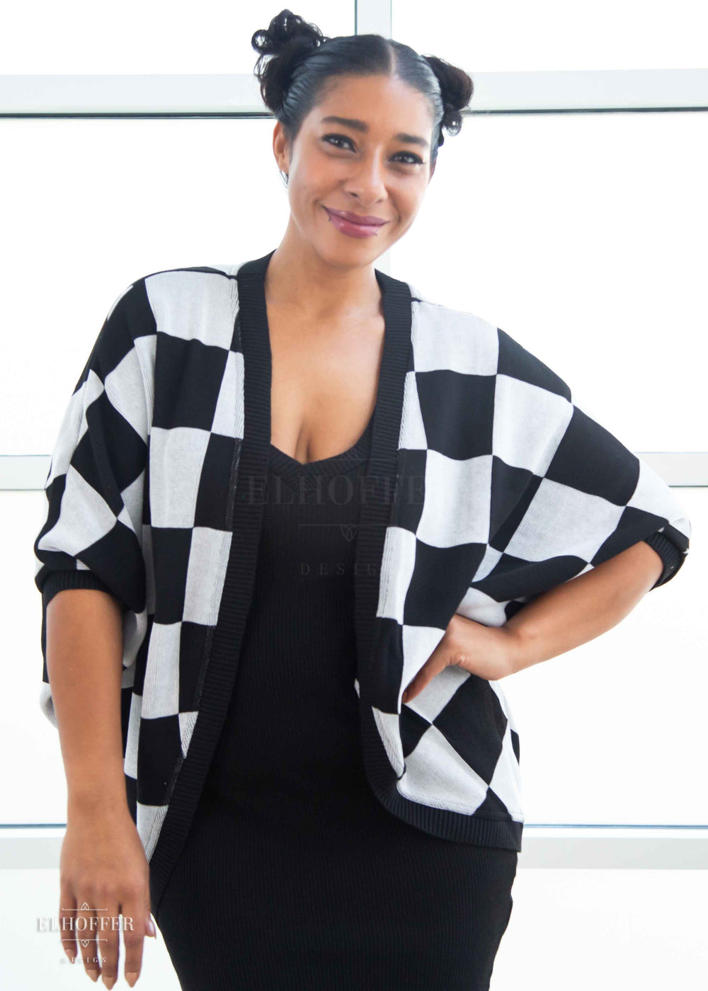 Essential Chessboard Dolman Cape