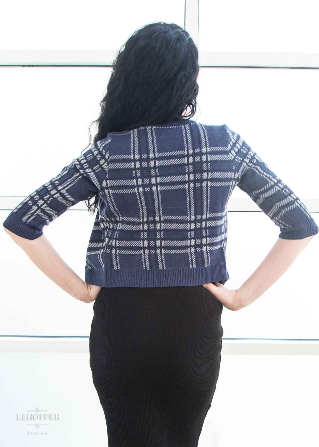 Essential Cordelia Cropped Cardi - Navy Tartan