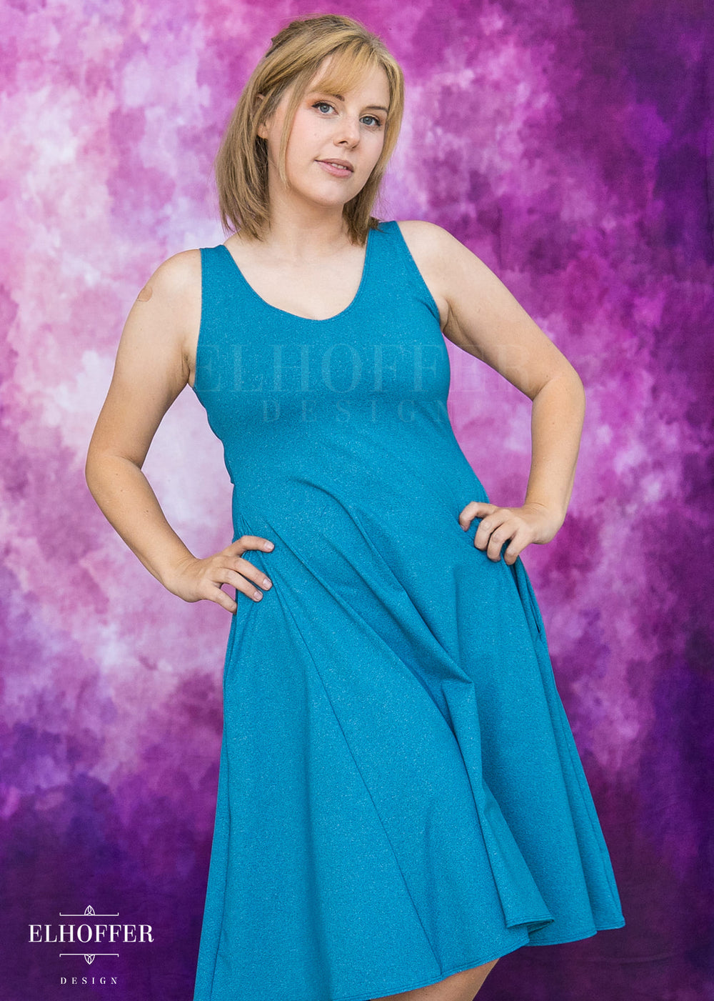 Essential Aquarius Knee Length Dress - Heathered Teal