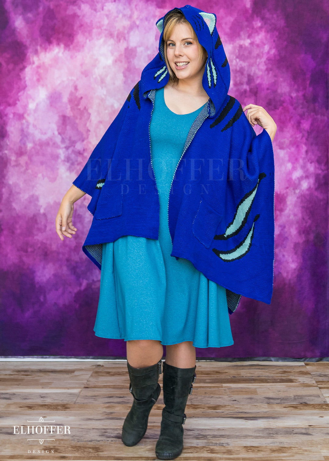 PREORDER - Blue Tiger Hooded Poncho