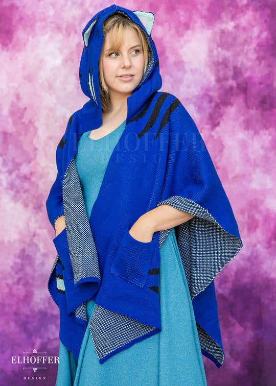PREORDER - Blue Tiger Hooded Poncho