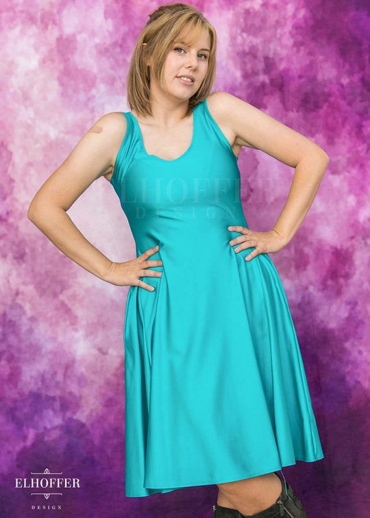 Essential Aquarius Knee Length Dress - Shiny Siren Green