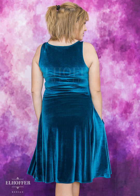 Essential Aquarius Knee Length Dress - Apatite Velvet