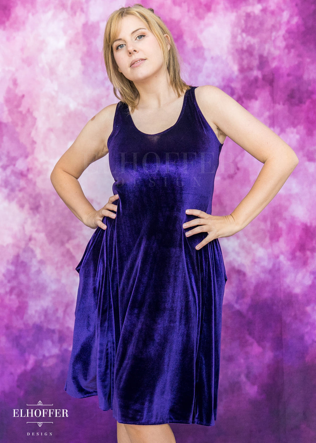Essential Aquarius Knee Length Dress - Amethyst Velvet